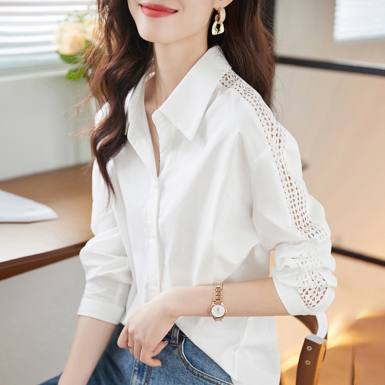 鏤空袖設計通勤百搭襯衫