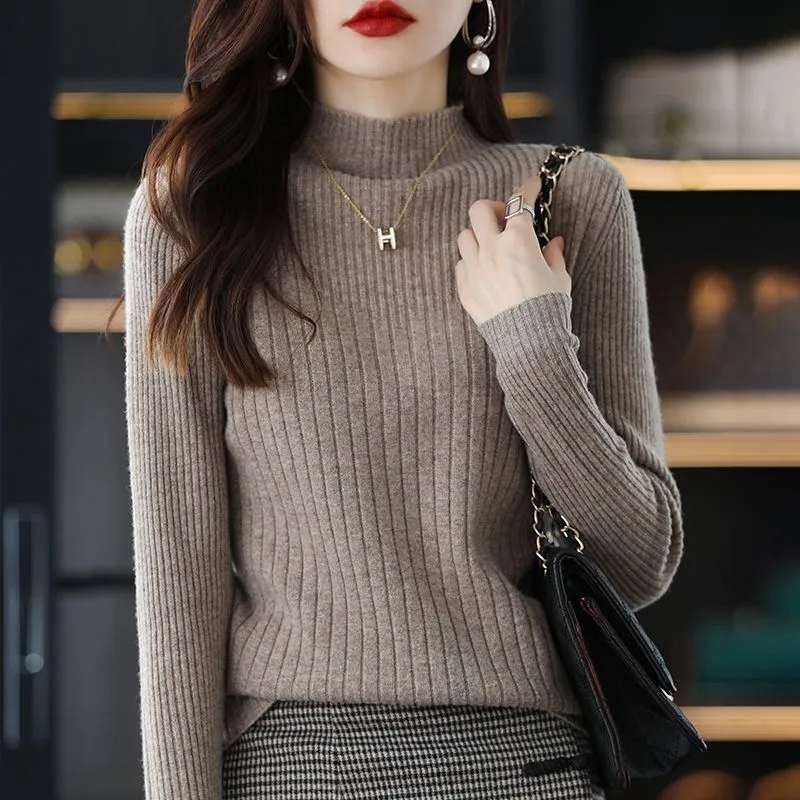 韓系簡約圓領長袖打底針織衫(6色)