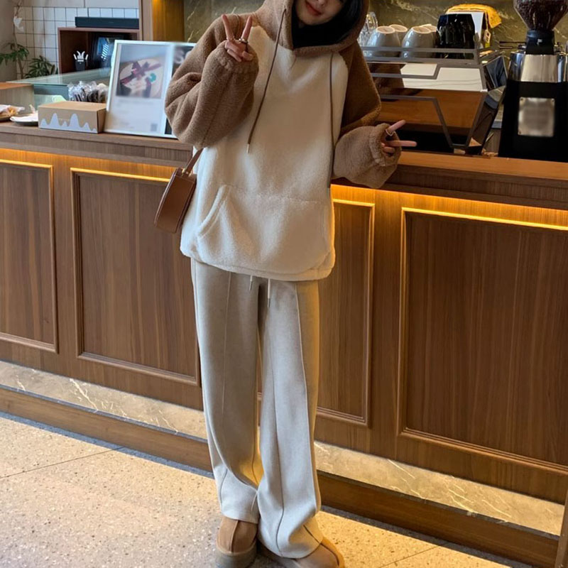 韓版高腰人字紋直筒寬褲(2色)