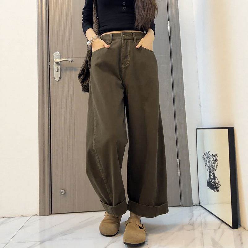 大碼寬鬆顯瘦直筒闊腿褲(2色)