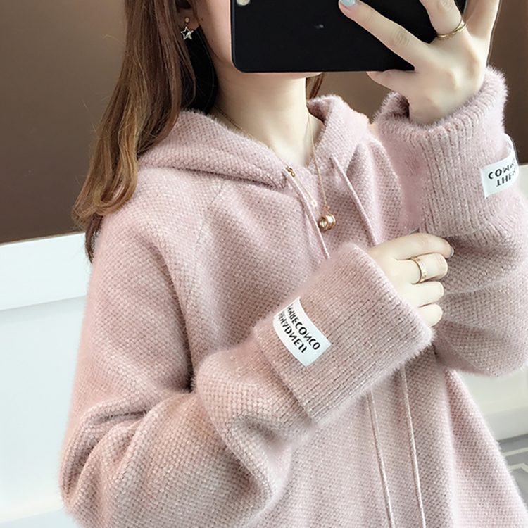 寬鬆慵懶連帽領針織毛衣(7色)