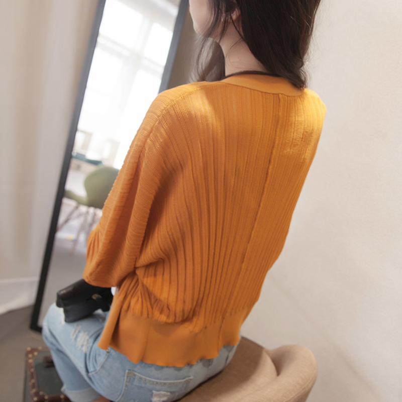 燈籠袖外搭V領寬鬆冷氣房披肩針織衫(5色)