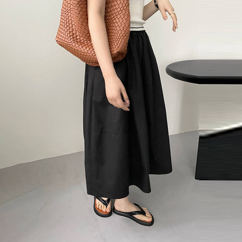 高腰百褶垂感A字裙(2色)