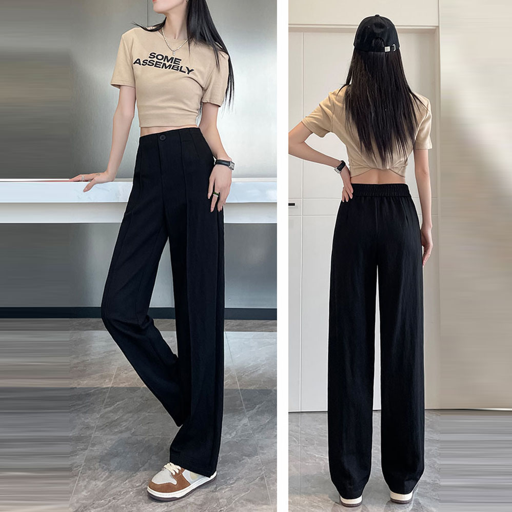 薄款休閒寬鬆直筒闊腿褲(4色）