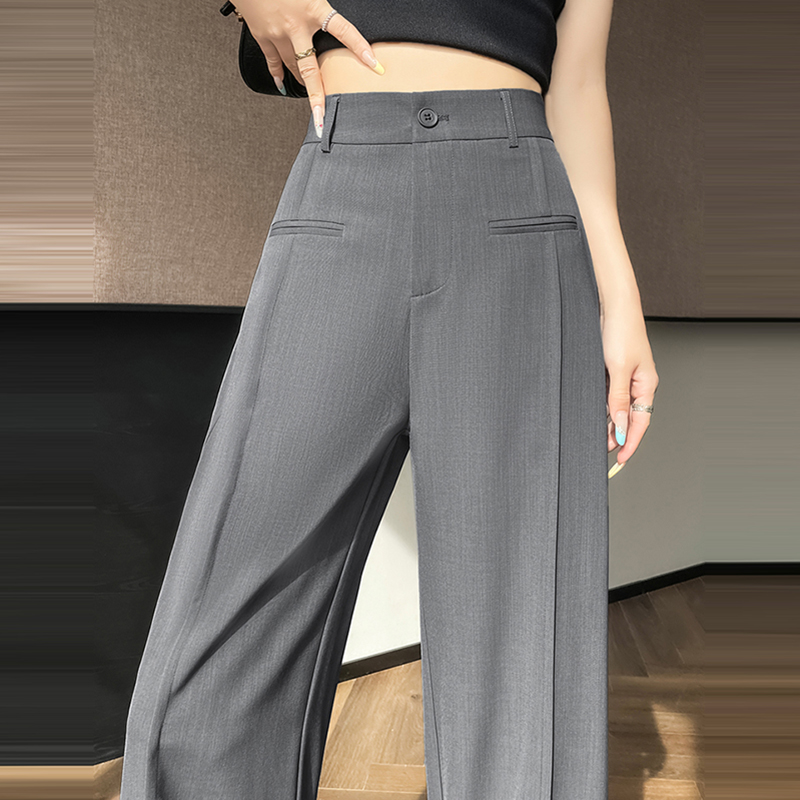 百搭西裝高腰垂感直筒闊腿褲(4色)