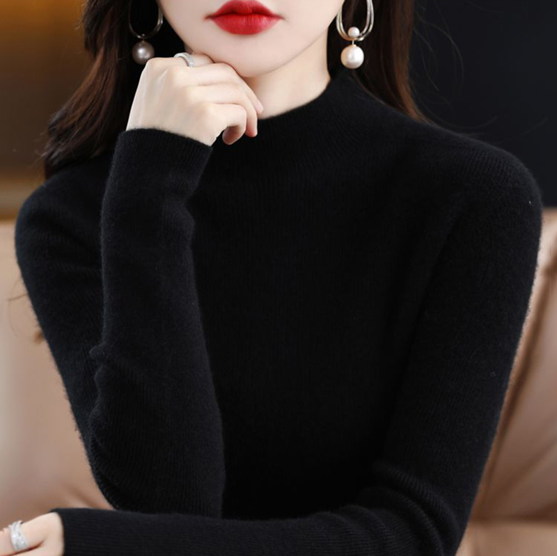 時尚簡約半高領長袖針織衫(7色)