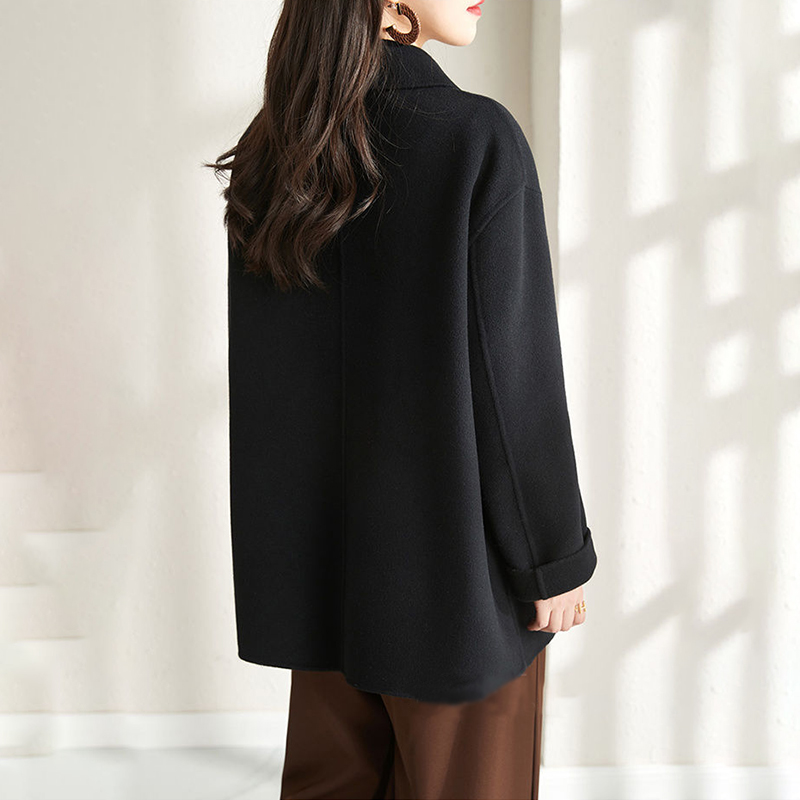 赫本風簡約單排扣毛呢大衣(2色)