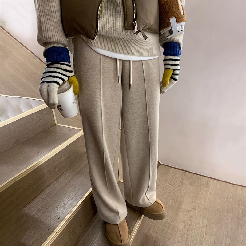 韓版高腰人字紋直筒寬褲(2色)