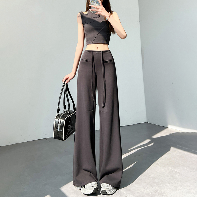 休閒高腰垂感直筒運動褲(3色)