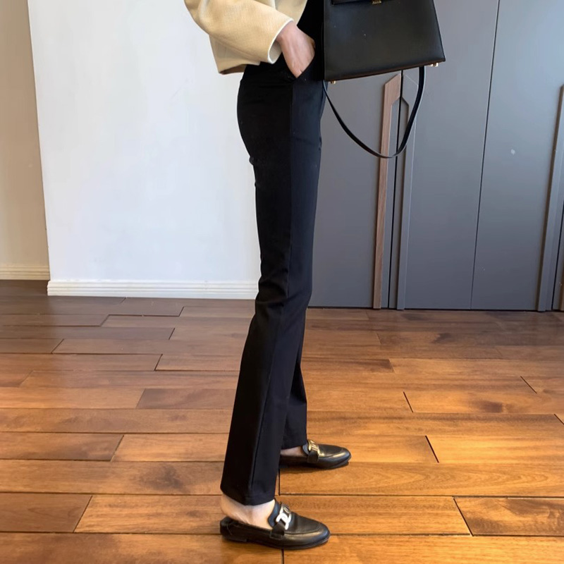 立體裁剪鬆緊高腰微喇叭長腿褲