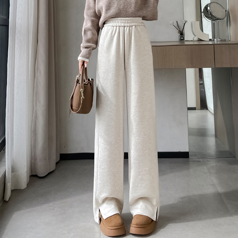 人字紋直筒型開叉闊腿褲(3色)