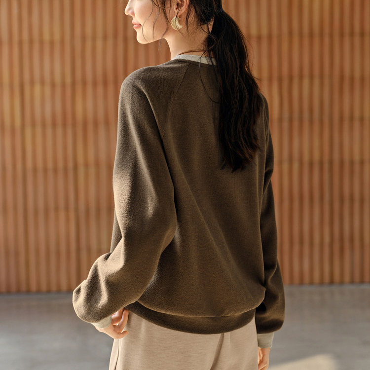 磨毛撞色肌理感寬鬆衛衣(2色)