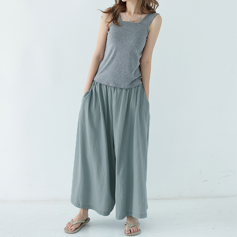 柔軟舒適高腰斜口袋裙褲(12色)