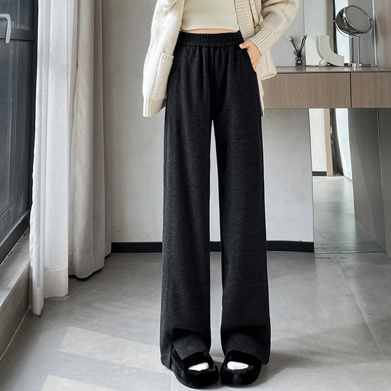 人字紋直筒型開叉闊腿褲(3色)