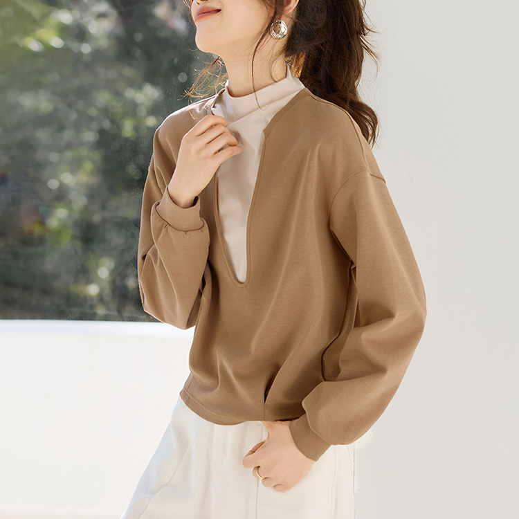 休閒假兩件拼接半高領衛衣