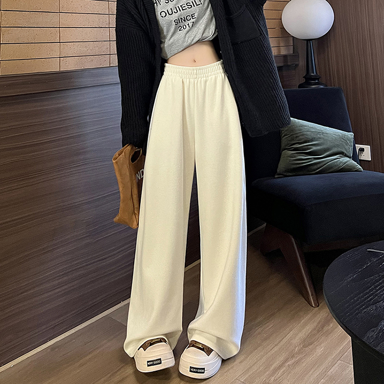 休閒高腰垂感直筒闊腿褲(4色)