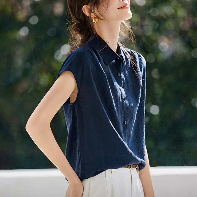 簡約通勤百搭肩部褶襉襯衫