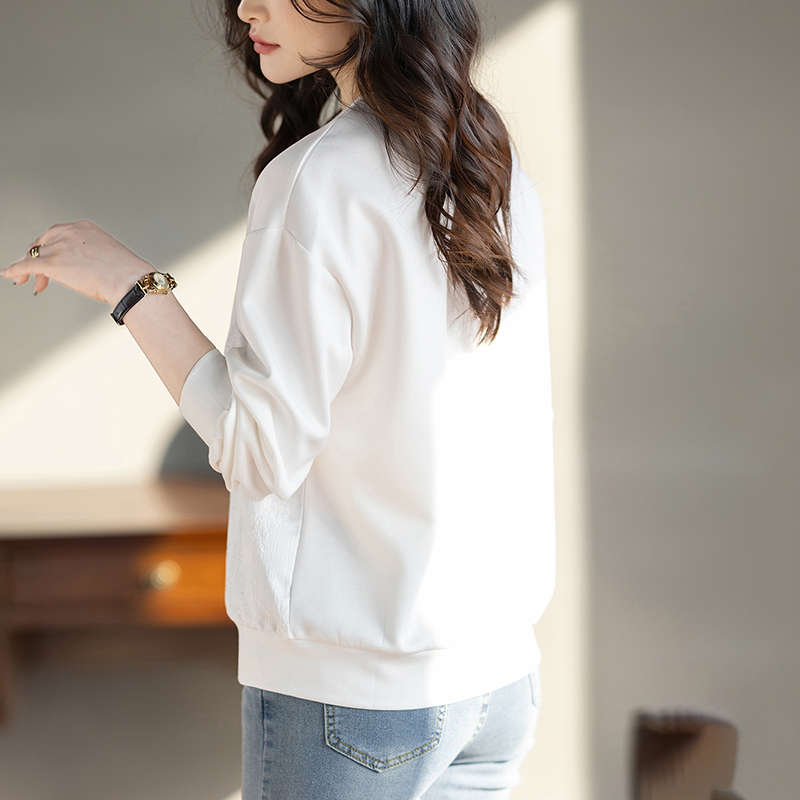 緞面提花圓領寬鬆衛衣(2色)