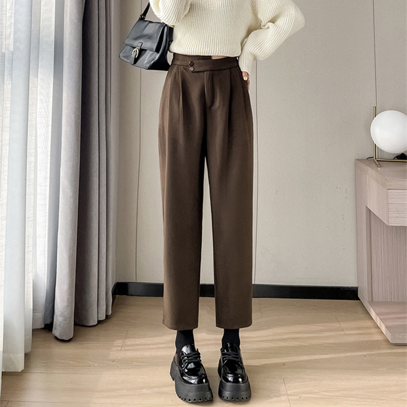 毛呢八分/九分直筒休閒哈倫褲