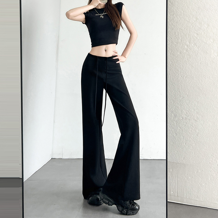 休閒直筒高腰闊腿運動褲(3色)