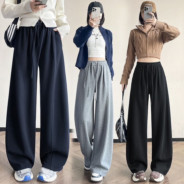 休閒寬鬆直筒闊腿褲(4色)