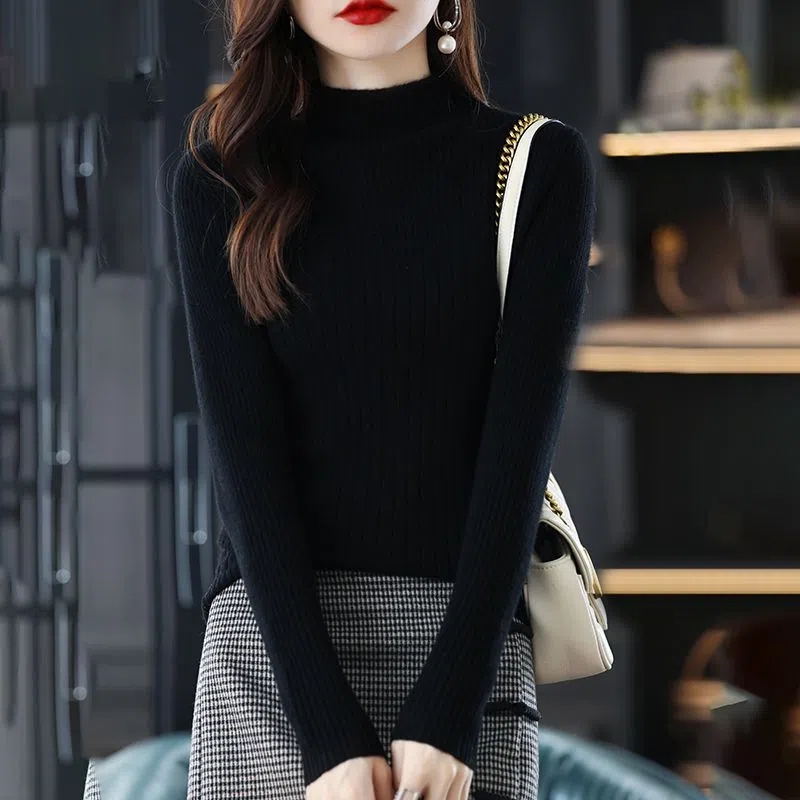 韓系簡約圓領長袖打底針織衫(6色)