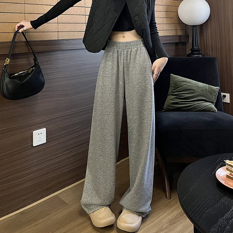 休閒高腰垂感直筒闊腿褲(4色)