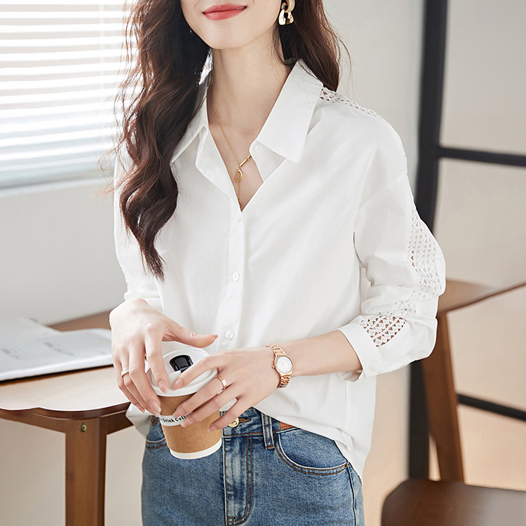 鏤空袖設計通勤百搭襯衫