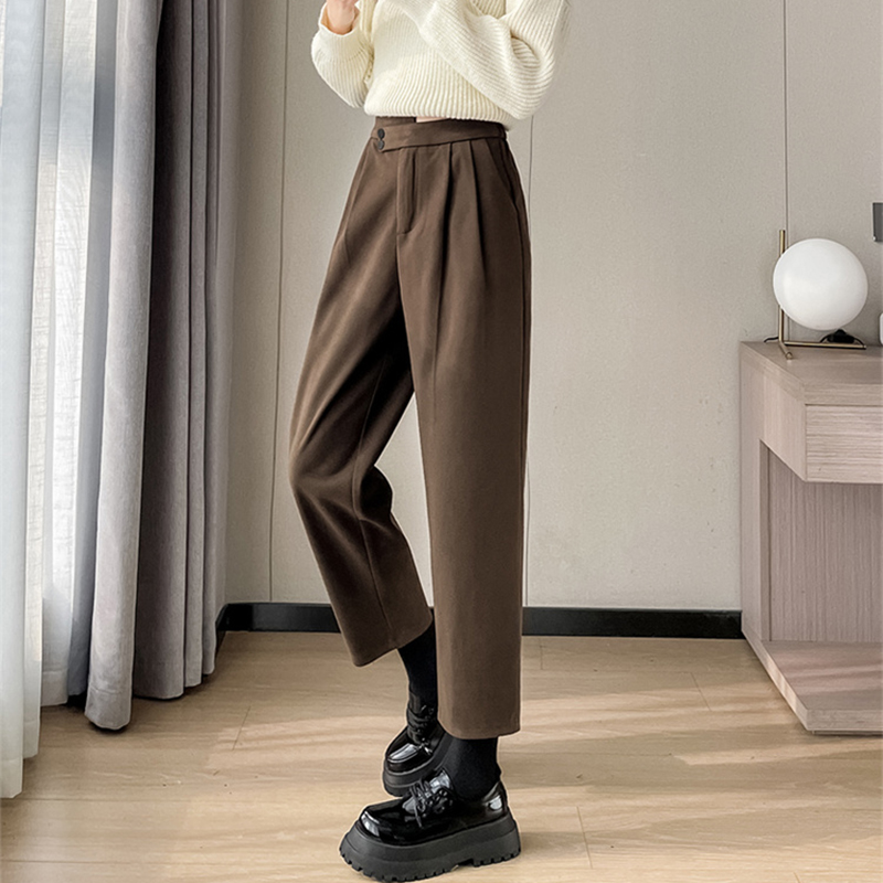 毛呢八分/九分直筒休閒哈倫褲