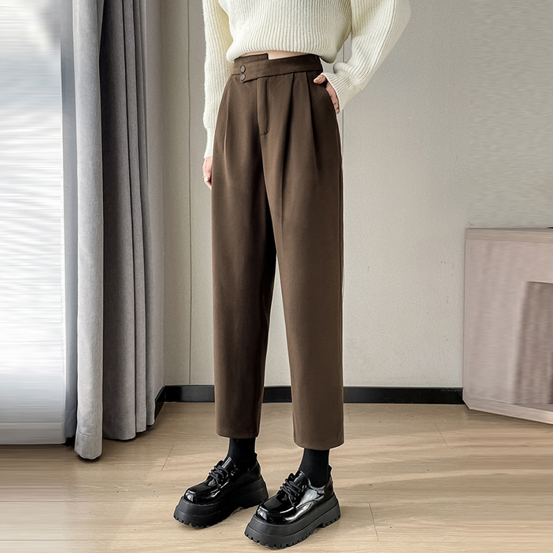 毛呢八分/九分直筒休閒哈倫褲