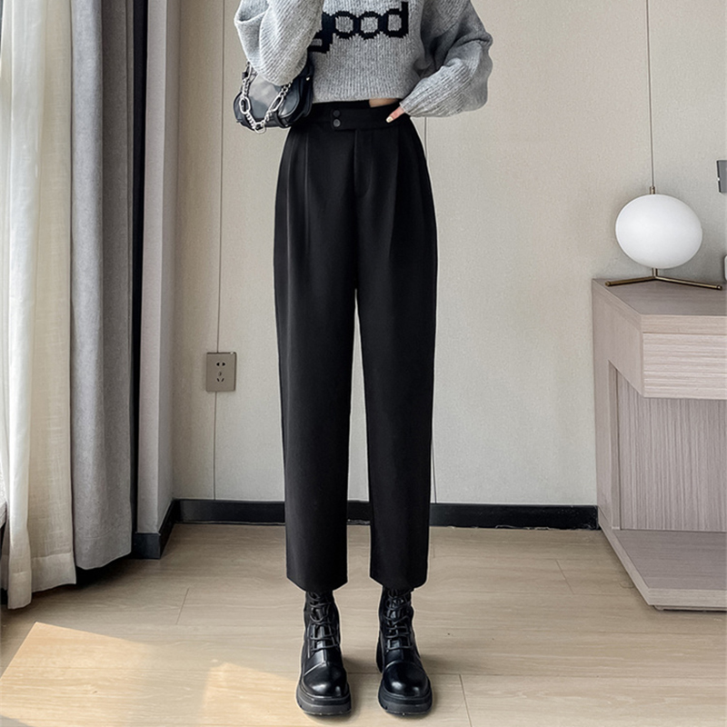 毛呢八分/九分直筒休閒哈倫褲