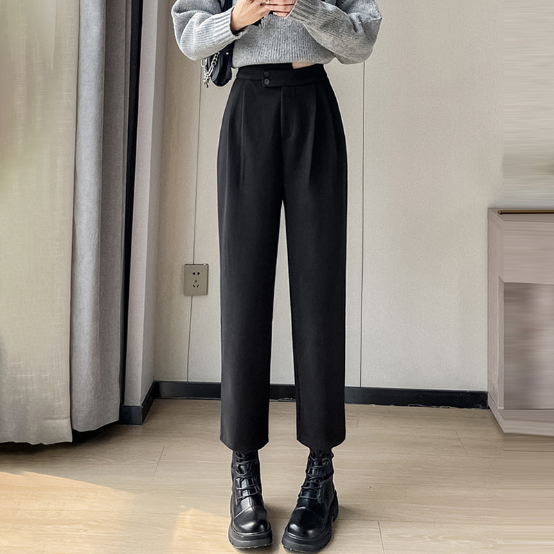 毛呢八分/九分直筒休閒哈倫褲