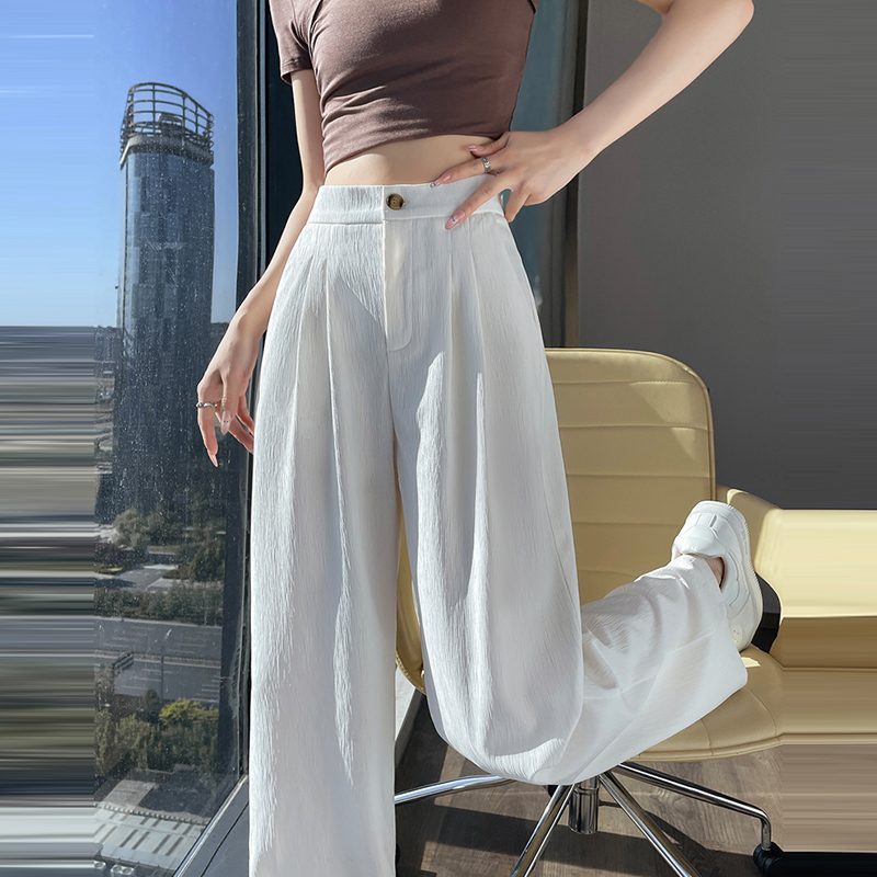 新款肌理感西裝高腰窄版闊腿褲(4色)