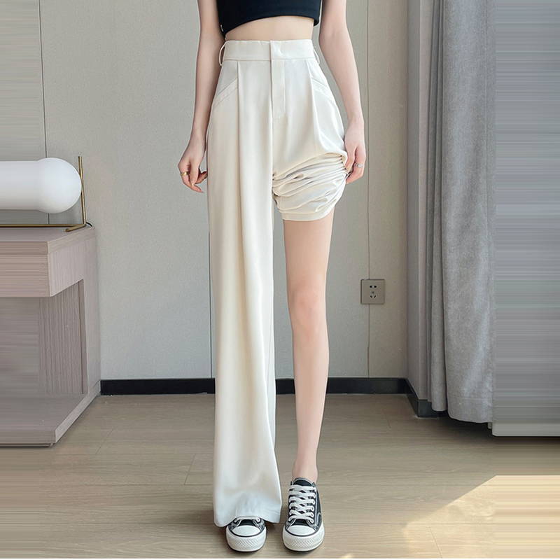 薄款高腰窄版直筒闊腿休閒褲(3色)