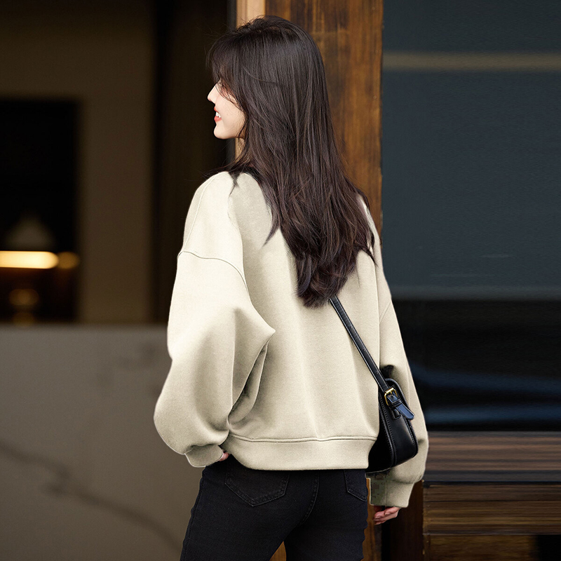 復古字母印花落肩袖寬鬆休閒衛衣