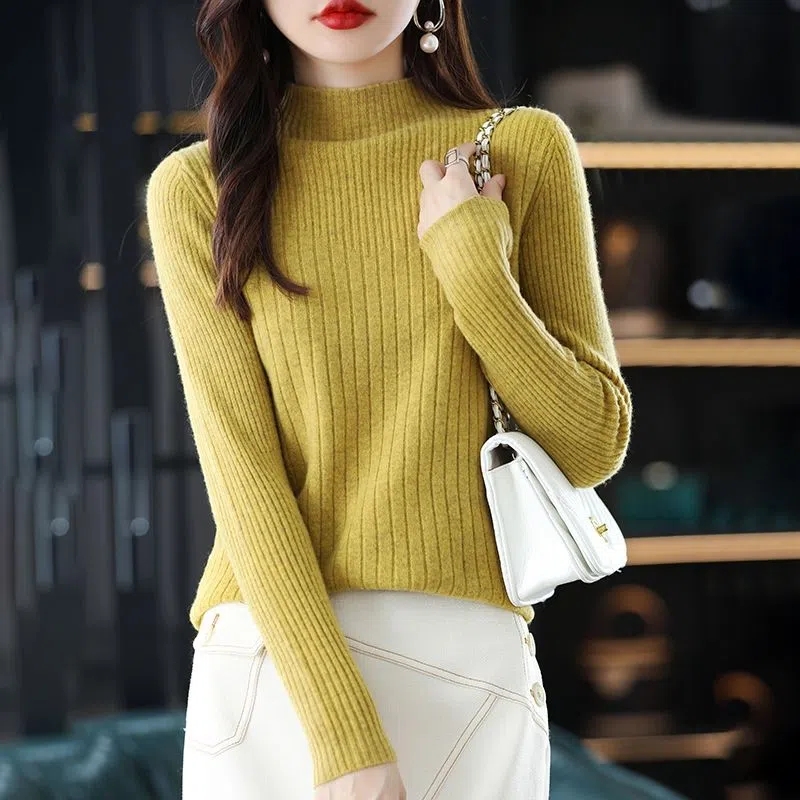 韓系簡約圓領長袖打底針織衫(6色)