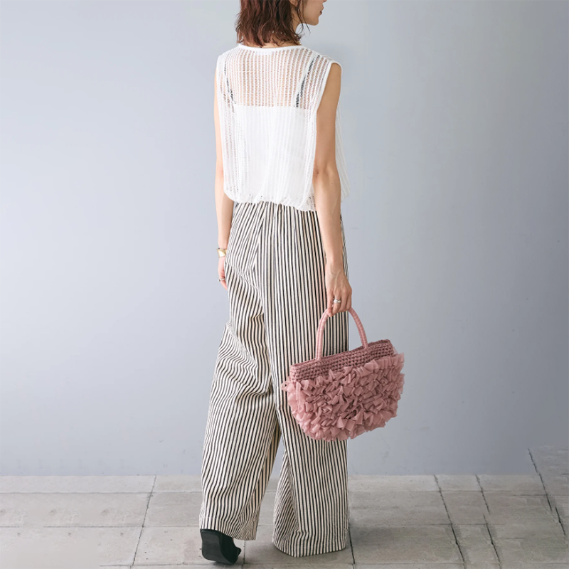 假兩件鏤空女上衣／時尚刺繡水洗褲子