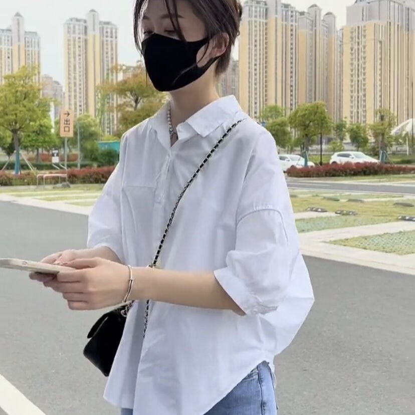 後背鏤空設計褶皺短袖襯衫(3色)