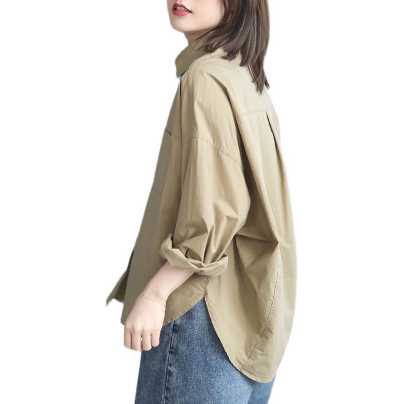 韓系寬鬆慵懶風立體剪裁休閒襯衫(3色)