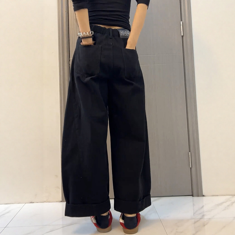 大碼寬鬆顯瘦直筒闊腿褲(2色)