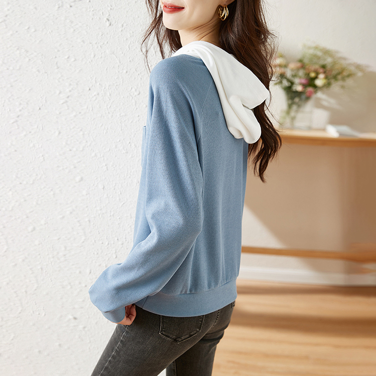 連帽拼色扣環裝飾寬鬆衛衣(4色)