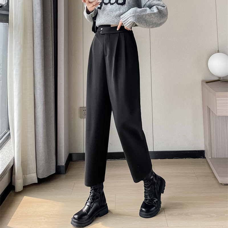 毛呢八分/九分直筒休閒哈倫褲