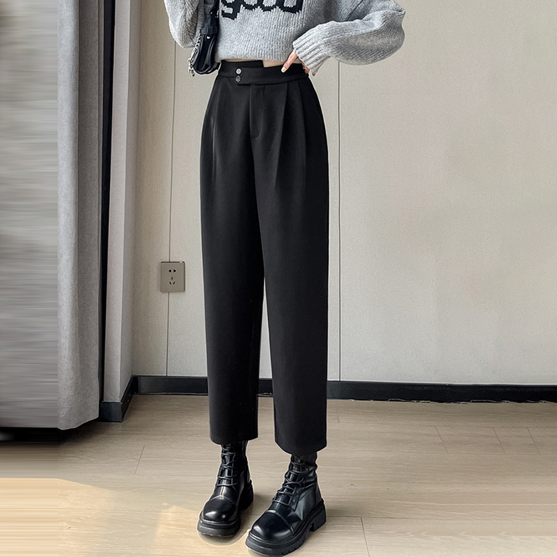 毛呢八分/九分直筒休閒哈倫褲