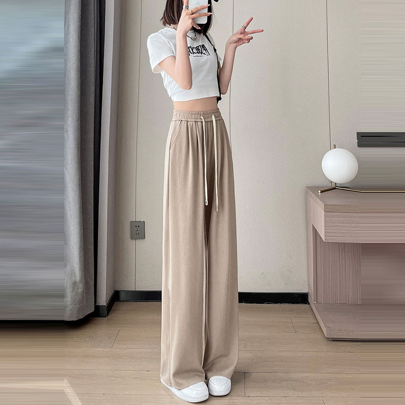 舒適竹節紋肌理感高腰窄版直筒休閒褲(3色)