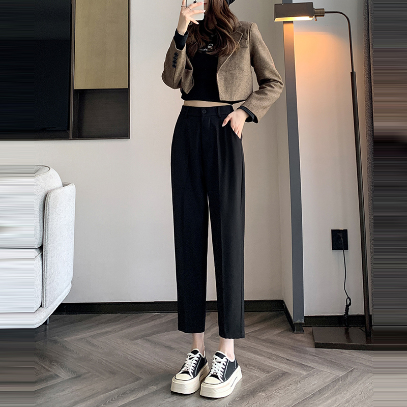 寬鬆高腰垂感煙管八分九分西裝褲(5色)