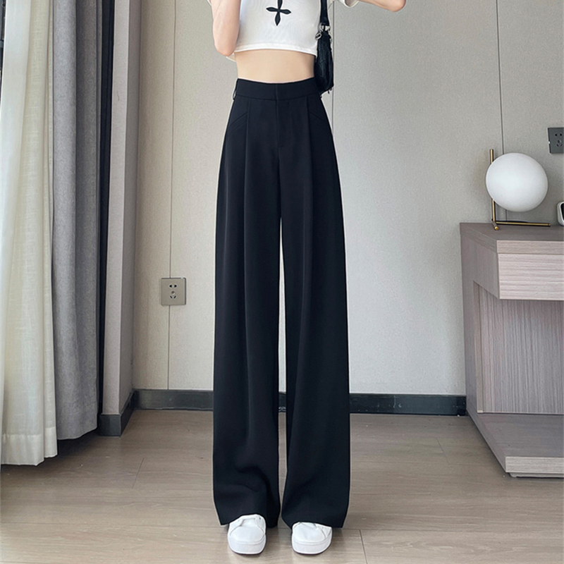 薄款高腰窄版直筒闊腿休閒褲(3色)