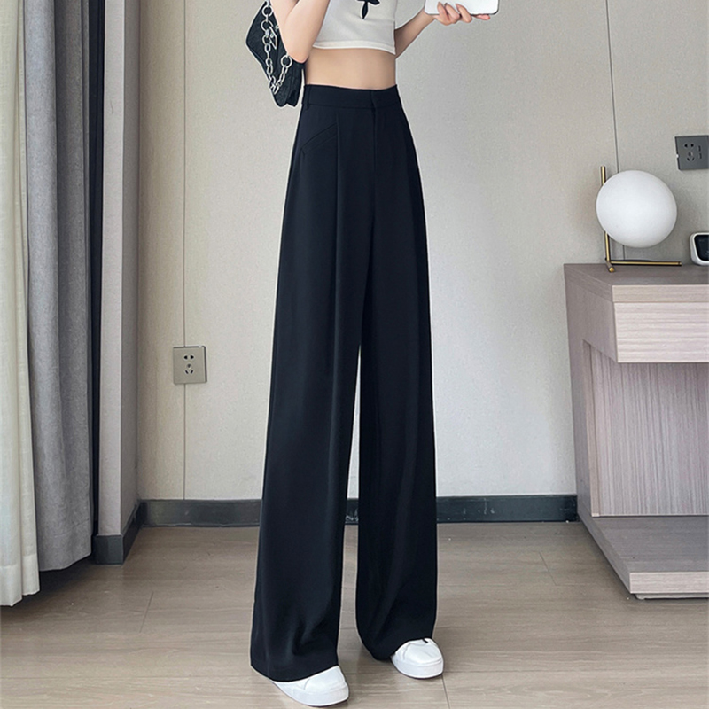 薄款高腰窄版直筒闊腿休閒褲(3色)