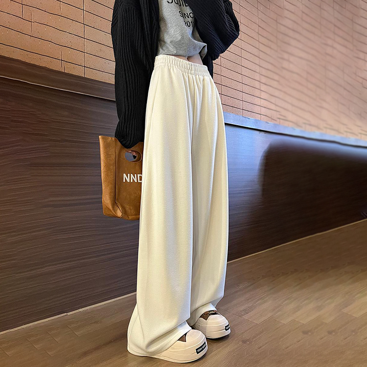 休閒高腰垂感直筒闊腿褲(4色)