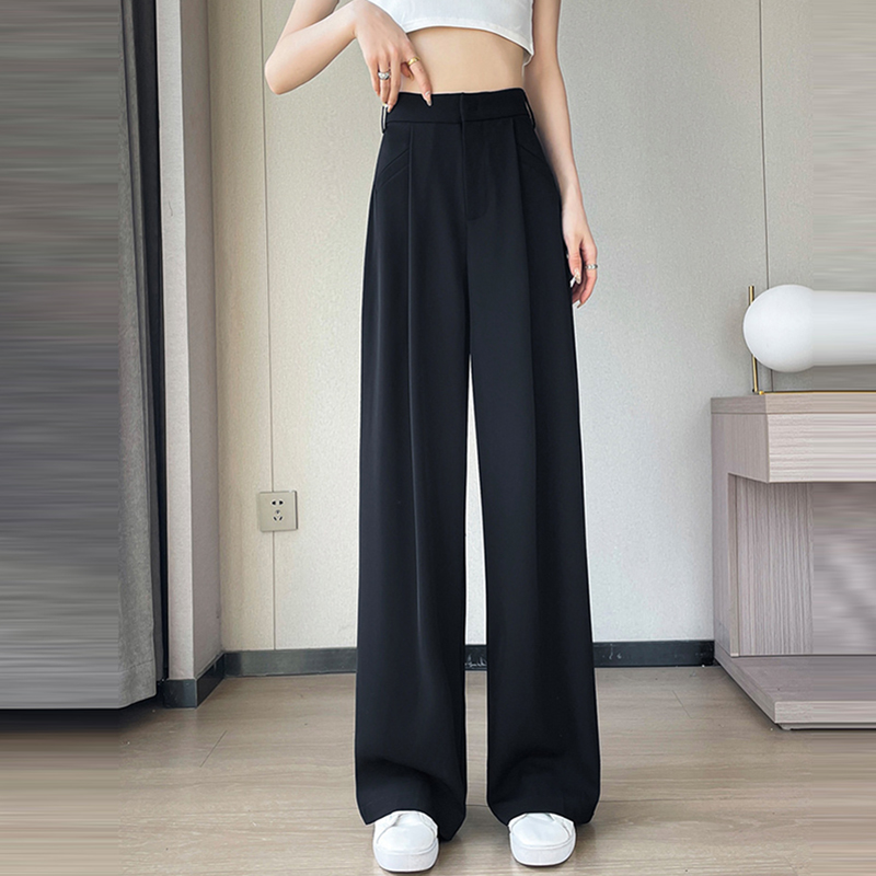 薄款高腰窄版直筒闊腿休閒褲(3色)