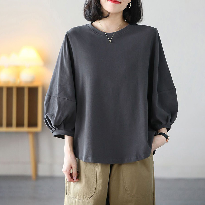 日式休閒七分泡泡袖T恤(4色)